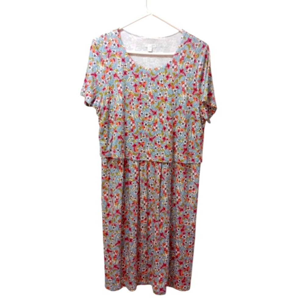 J Jill Women's Floral Layered Jersey Dress